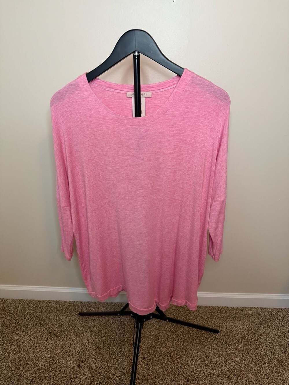 ☀️Philosophy Women's Pink Berry Red Heather Rayon Spandex Top Size S